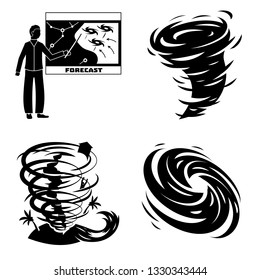 Hurricane icons set. Simple set of hurricane vector icons for web design on white background