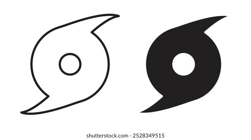Hurrikan-Symbole. Vektorgrafik im ausgefüllten und im Linienstil.
