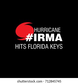 Hurricane Irma Hits Florida Keys. Hurricane indication. Graphic banner of hurricane warning. Icon, sign, symbol, indication of the hurricane, vortex, tornado