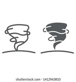 Hurricane line and glyph icon, weather and meteorology, cyclone sign, vector graphics, a linear pattern on a white background, eps 10.