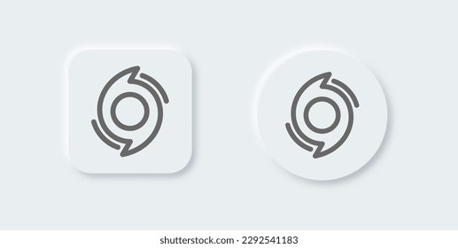 Hurricane line icon in neomorphic design style. Storm signs vector illustration.