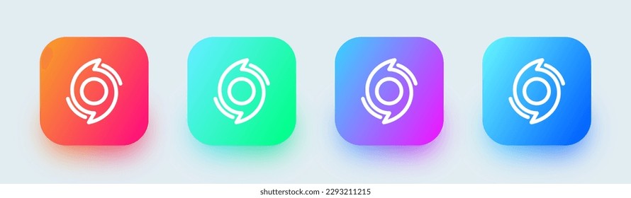 Hurricane line icon in square gradient colors. Storm signs vector illustration.