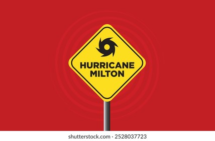 Hurricane Milton Alert, traffic sign information vector illustration.