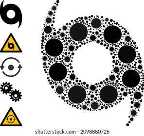 Hurricane mosaic icon. Vector mosaic designed from random bacilla items. Virus mosaic hurricane icon and additional icons. Hurricane mosaic for epidemic templates.