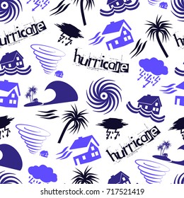 hurricane natural disaster problem icons seamless pattern eps10