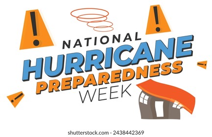 Hurricane Preparedness Week. Hintergrund, Banner, Karte, Poster, Vorlage. Vektorgrafik.