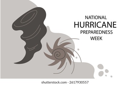 Hurricane Preparedness Week banner. Vector hand drawn doodle line art illustration.