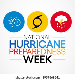 Hurricane preparedness week is observed every year in May. it is a effort to inform the public about hurricane hazards and to disseminate knowledge which can be used to prepare and take action. Vector