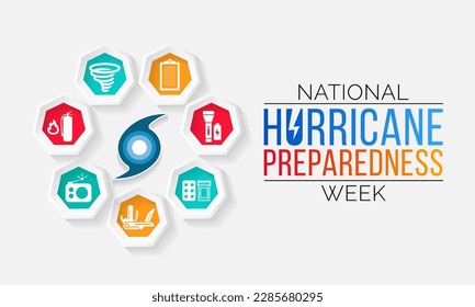 Hurricane preparedness week is observed every year in May. it is a effort to inform the public about hurricane hazards and to disseminate knowledge which can be used to prepare and take action. Vector