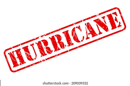 Hurricane red stamp text on white
