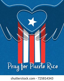 Hurricane relief for Puerto Rico design. Puerto Rican flag with hands 
forming a heart shape. 