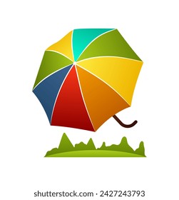 Hurricane and storm element of colorful set. This illustration skillfully depict the power of nature in a hurricane weather scenario, featuring an umbrella amidst swirling winds. Vector illustration.