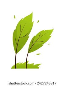 Huracán y elemento de tormenta de conjunto colorido. Combina ingeniosamente elementos de diseño y dibujos animados para representar la fuerza bruta del clima de huracán en medio del paisaje natural de los árboles. Ilustración vectorial.