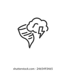 Hurricane, storm line icon. linear style sign for mobile concept and web design. Tornado and thunderstorm outline vector icon. Extreme Weather symbol, logo illustration. Vector graphics