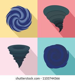 hurricane storm tornado damage icons set. Flat illustration of 4 hurricane storm tornado damage vector icons for web