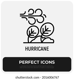 Hurricane, Storm, Tornado, Thunderstorm Thin Line Icon. Natural Disaster, Catastrophe. Vector Illustration.