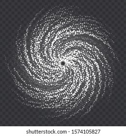 Hurricane swirl isolated on a transparent background. White top view of dangerous natural disaster: cyclone, typhoon, tornado.