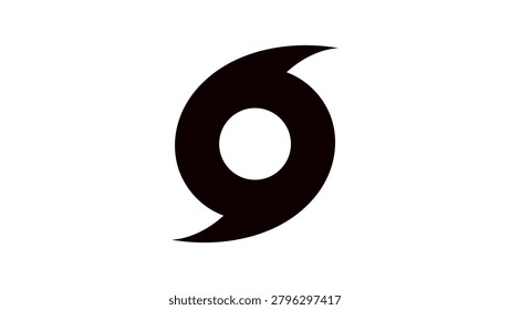 hurricane symbol, black isolated vector silhouette