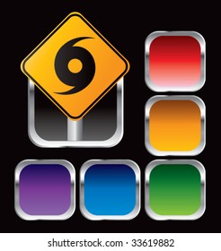 hurricane symbol warning sign on multicolored web buttons