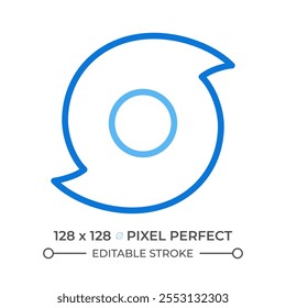 Hurricane two color line icon. Tropical cyclone. Weather forecast. Storms, strong winds and heavy rainfall bicolor outline symbol. Duotone linear pictogram. Isolated illustration. Editable stroke