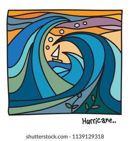 Hurricane, Vacation or Storm poster or t-shirt graphics. Vector illustration