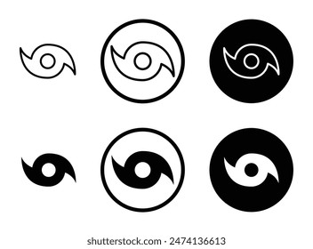 Hurricane vector icon set. typhoon vector icon. sea cyclone sign. wind storm vector icon. tropical tornado or cyclone sign suitable for apps and websites UI designs.