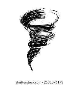 Furacão vetor esboço linha arte mão desenhado em fundo branco. ciclone, vento, tornado ilustração