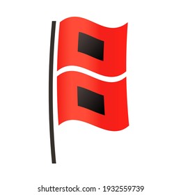 Hurricane Warning Flag Icon. Clipart Image Isolated On White Background.