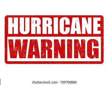 Hurricane warning grunge rubber stamp on white background, vector illustration
