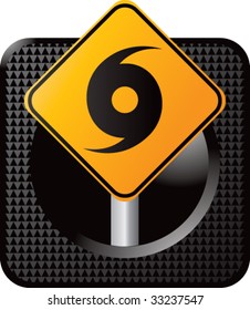 hurricane warning sign on black web button