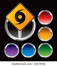 signo de advertencia de huracán en botón web