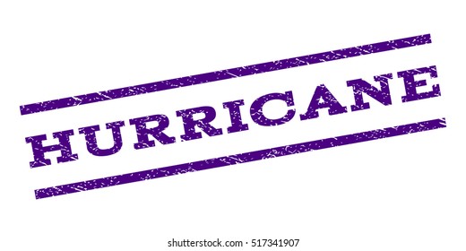 Hurricane watermark stamp. Text tag between parallel lines with grunge design style. Rubber seal stamp with dust texture. Vector indigo blue color ink imprint on a white background.