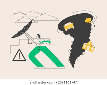 Hurricanes abstract concept vector illustration. Natural disaster, tropical storm, strong wind, hurricane caused damage, climate change consequence, extreme weather condition abstract metaphor.