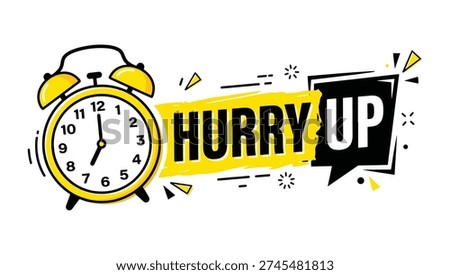 Hurry Up Alarm Clock Vector Illustration on PNG Background. hurry up design alarm clock icon urgency vector wake up call vector. time management illustration.