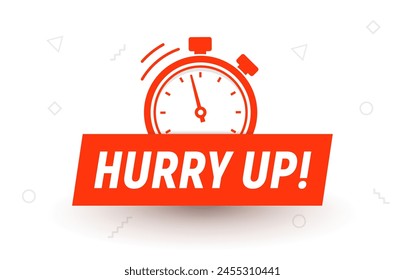 Hurry up alert stopwatch urgency call to action red prompt countdown alarm icon