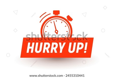 Hurry up alert stopwatch urgency call to action red prompt countdown alarm icon