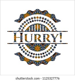 Hurry! arabesque emblem. arabic decoration.