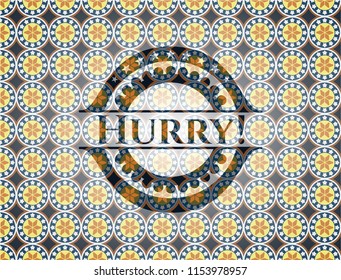 Hurry! arabesque style emblem. arabic decoration.