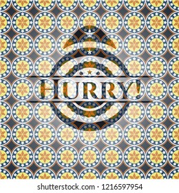 Hurry! arabic emblem background. Arabesque decoration.