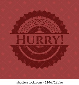 Hurry! badge with red background