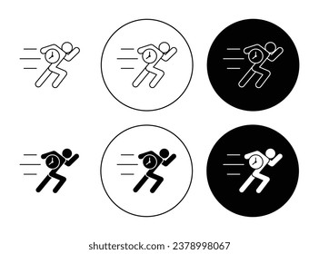 Hurry icon set in black. urgency or rush vector sign. fast speed symbol for Ui designs.