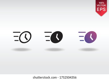 hurry up icon set ui timer fast clock vector outline