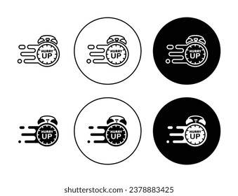 Hurry icon set. urgency or rush vector symbol. fast speed sign in black filled and outlined style.