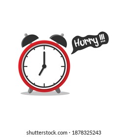 Icono de prisa aislado en blanco. La alarma roja dice vector de prisa. Alerta de dibujos animados.