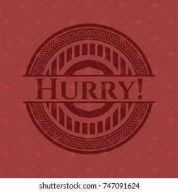 Hurry! retro red emblem