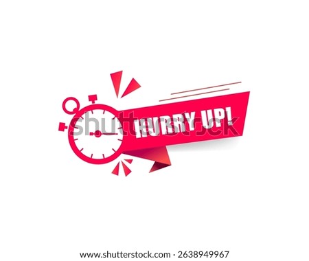 Hurry up sale banner with a stopwatch timer. An urgent, limitedtime offer label for promotions, discounts, and lastchance marketing announcements.