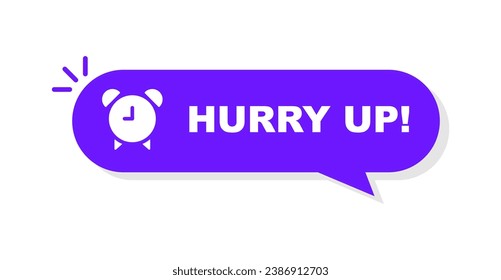 Hurry Up sale label. Special offer badge with alarm clock. Modern promotional banner. Vector Illustration.