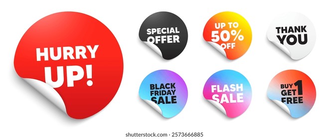 Hurry up sale red sticker tag. Special offer paper price tags. Hurry up sale tag. Special offer sign. Advertising discounts symbol. Discount, black friday sticker. Promo banner. Vector