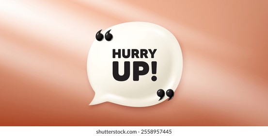 Hurry up sale tag. Chat speech bubble 3d banner. Special offer sign. Advertising discounts symbol. Hurry up sale chat message. Speech bubble red banner. Text balloon. Vector