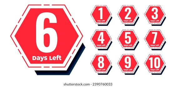 hurry up and save countdown timer with number of days left sign vector